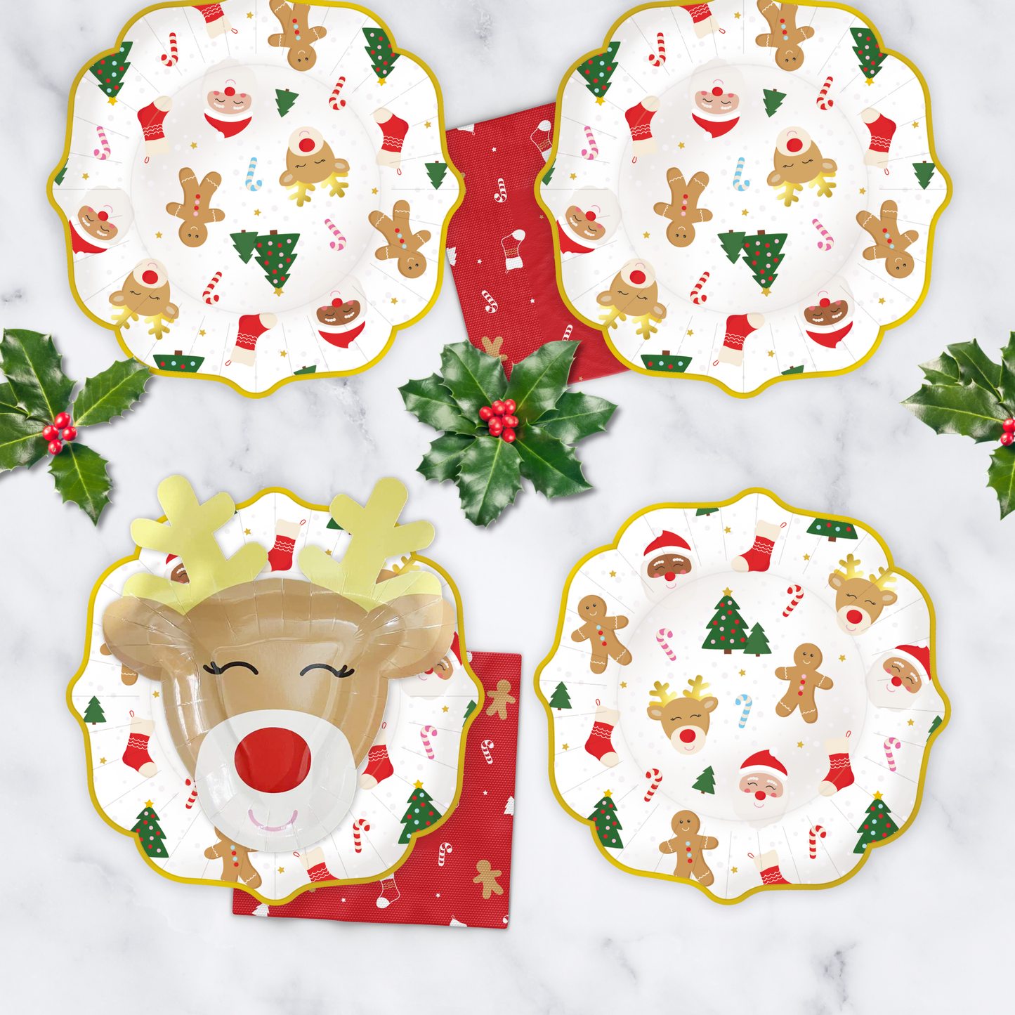 Rudolph the Reindeer Shaped Plates (Set of 8)