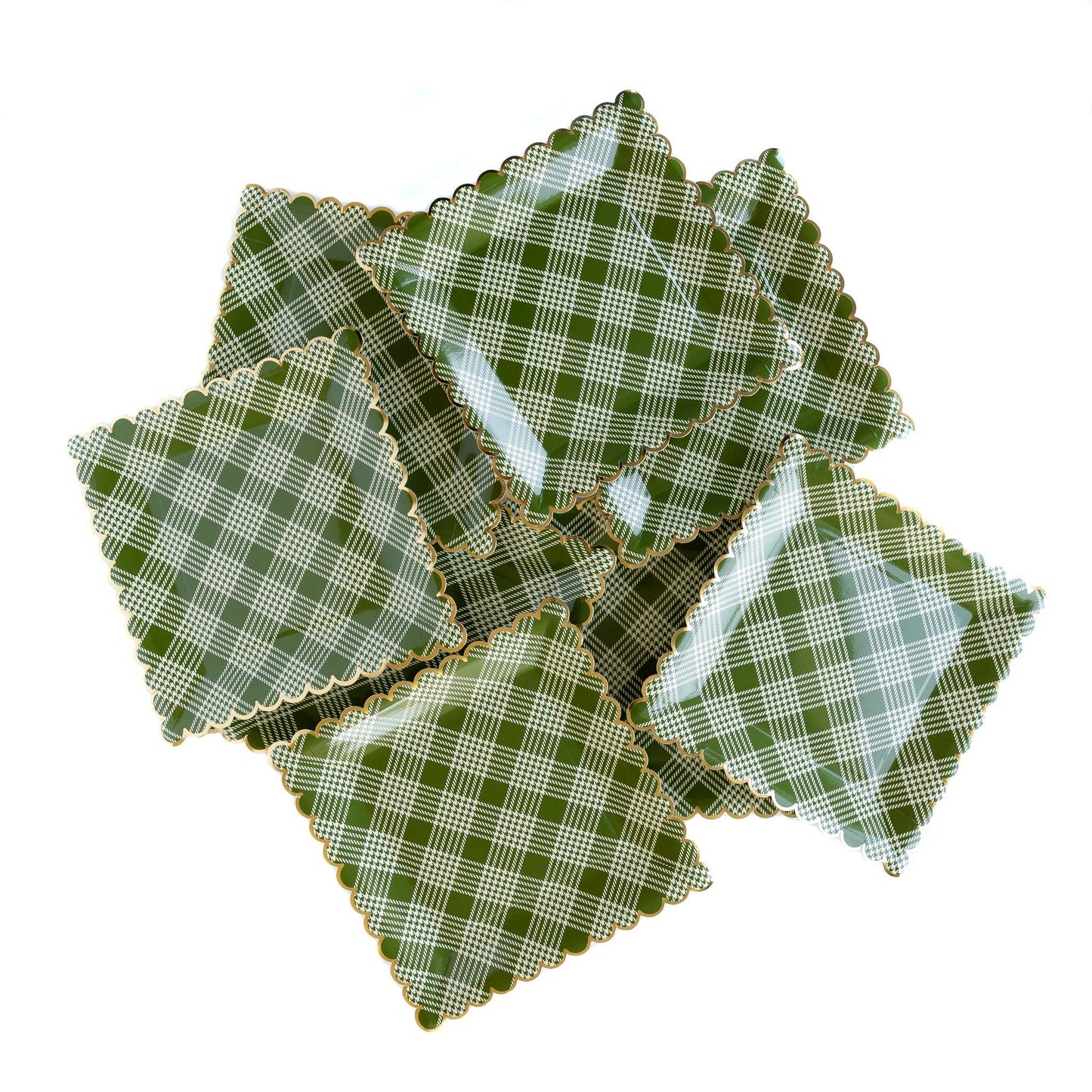 Botanical Green Plaid 9" Scalloped Plate