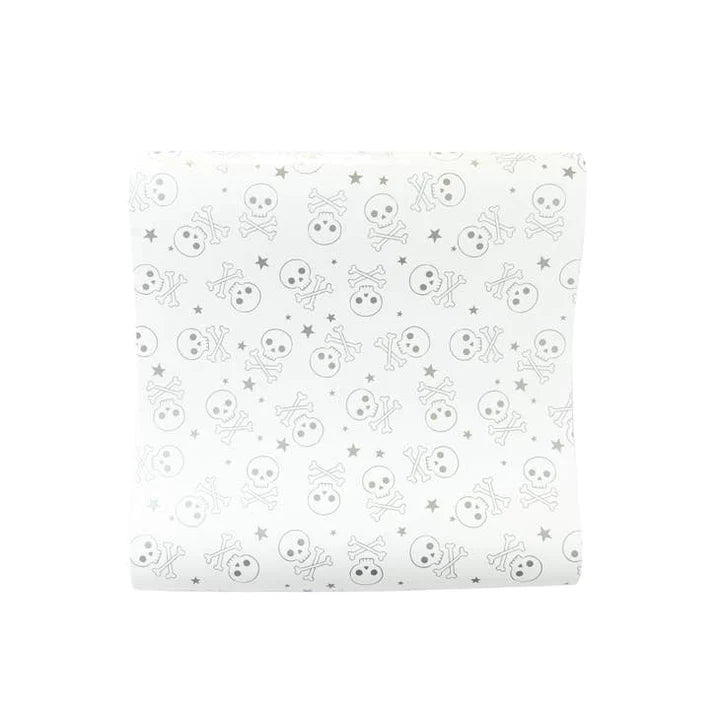 White and Silver Cross Bones Paper Table Runner