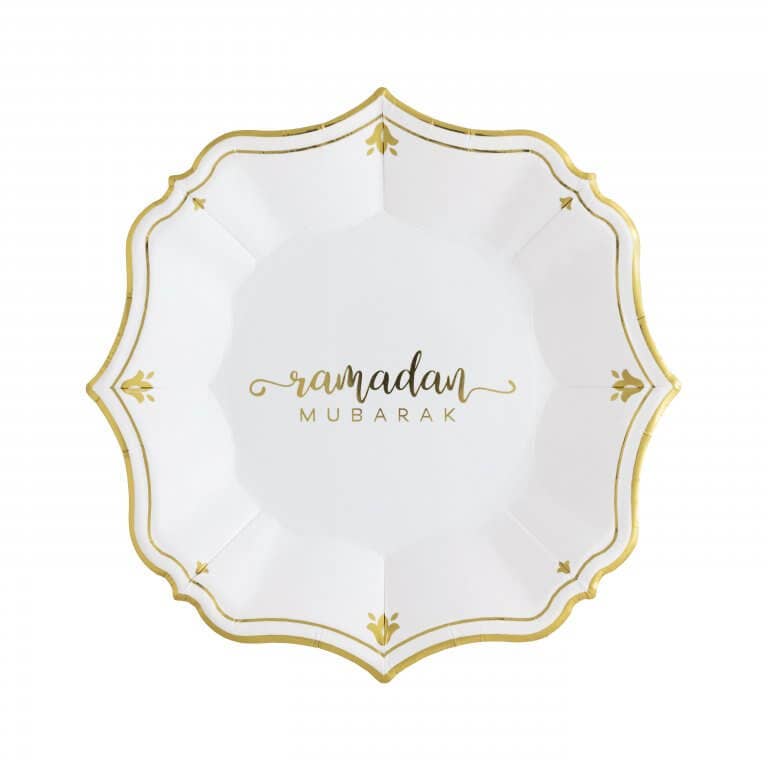 Ramadan White Dessert Plates