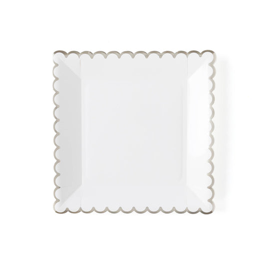 Winter White 9" White Scalloped Plate