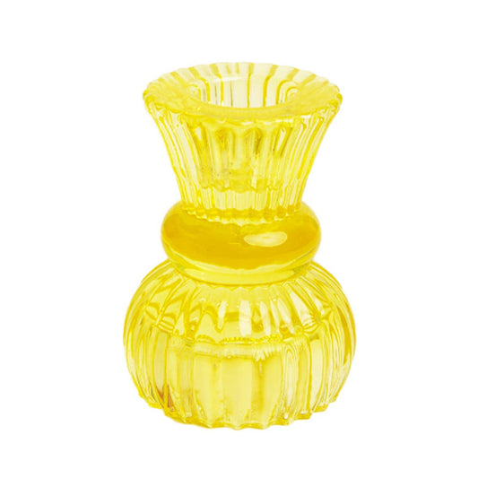 Small Yellow Glass Candle Holder - Spring Décor