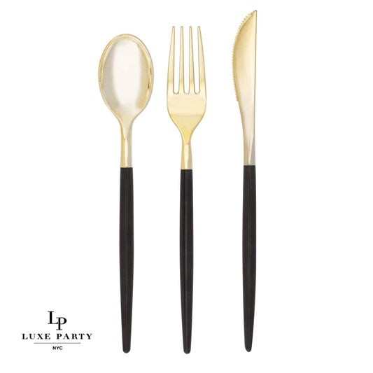 Black • Gold Plastic Cutlery Set