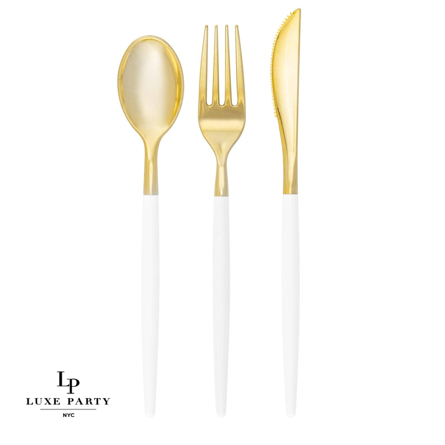 White • Gold Plastic Cutlery Set