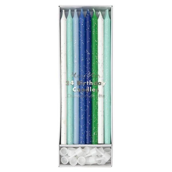 Blue & Green Glitter Candles