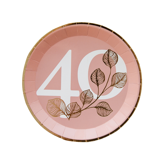 Milestone Blush 40th Dessert Plates