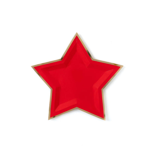 Red Star Shaped 9" Gold Foiled Plates Info