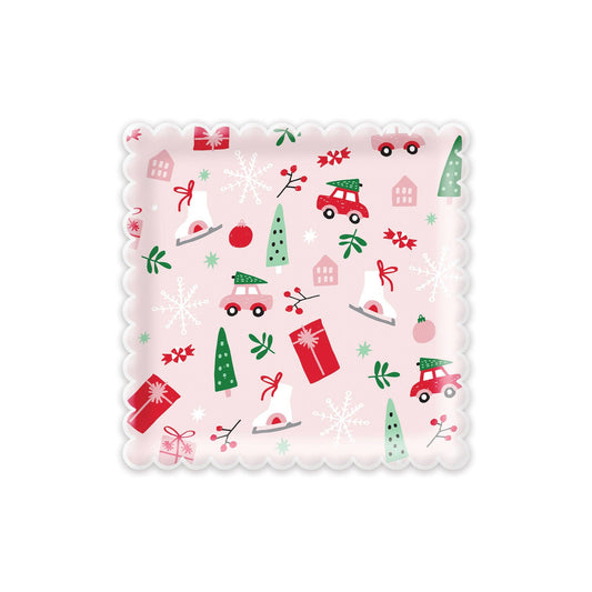 Merry Holiday Icons Paper Plate