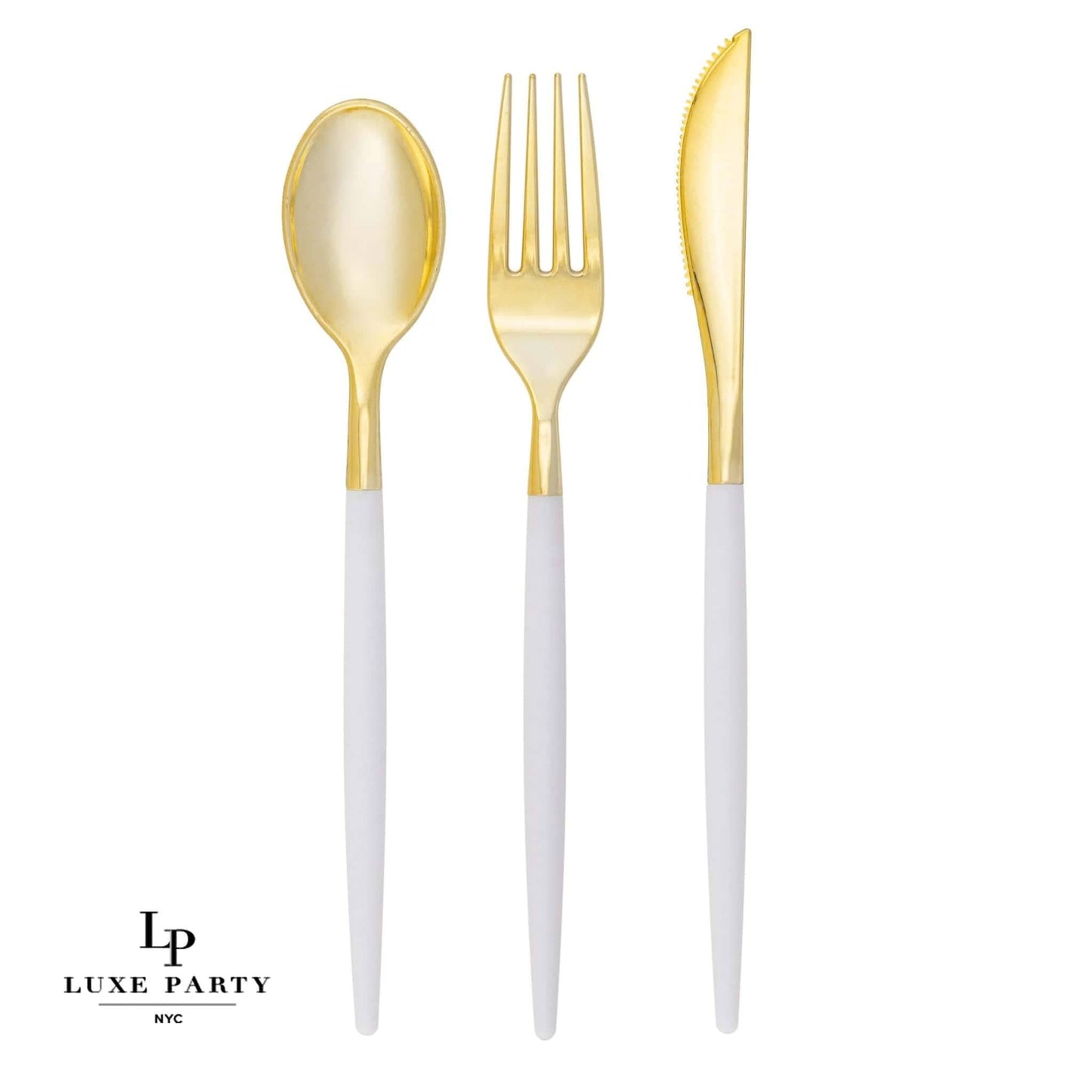 Chic Classic Clear and Gold Plastic Cutlery Set