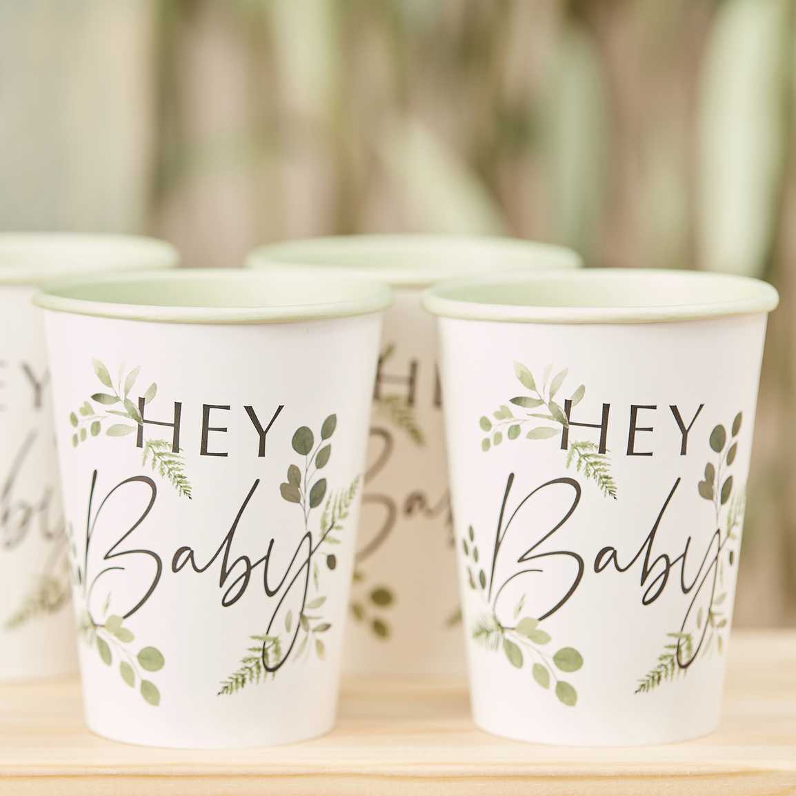 Botanical Hey Baby Shower Cups