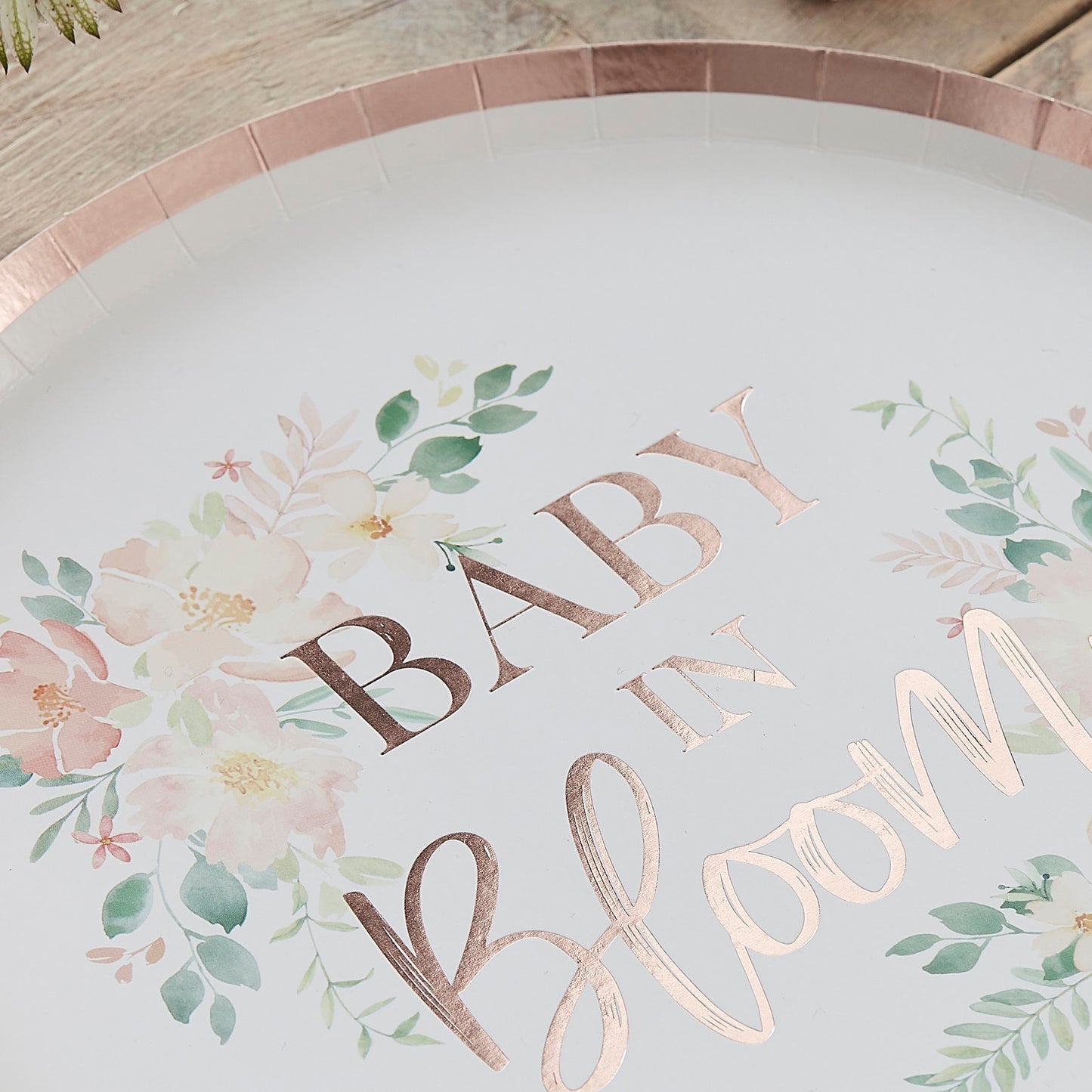 Rose Gold Baby In Bloom Baby Shower Plates