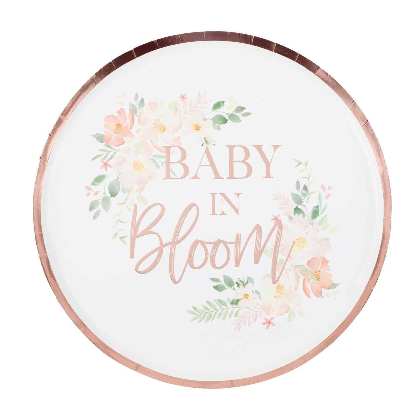 Rose Gold Baby In Bloom Baby Shower Plates