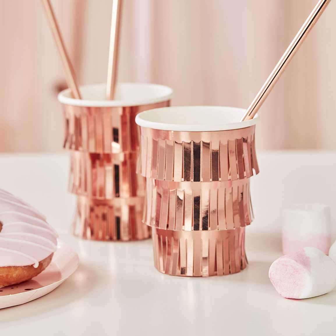 Fringe Rose Gold Paper Cups