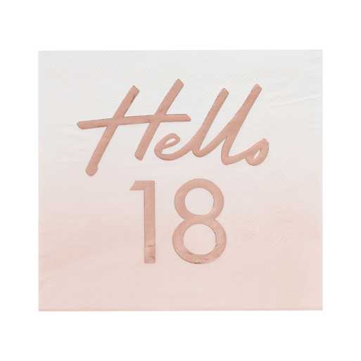 Hello 18th Birthday Party Napkins Rose Gold