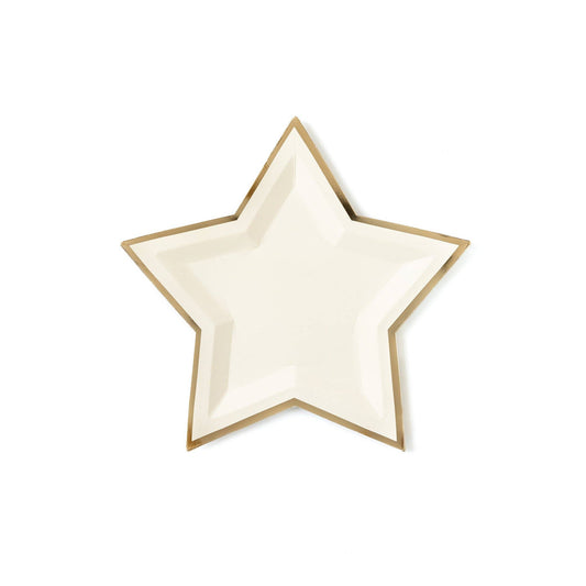 Cream Star Shaped 9" Gold Foiled Plates