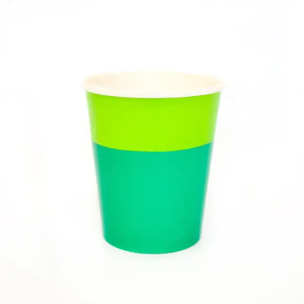 Lime green and Kelly green Color blocked paper cups