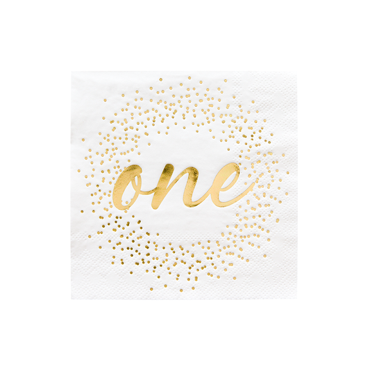 Milestone White Onederland Cocktail Napkins