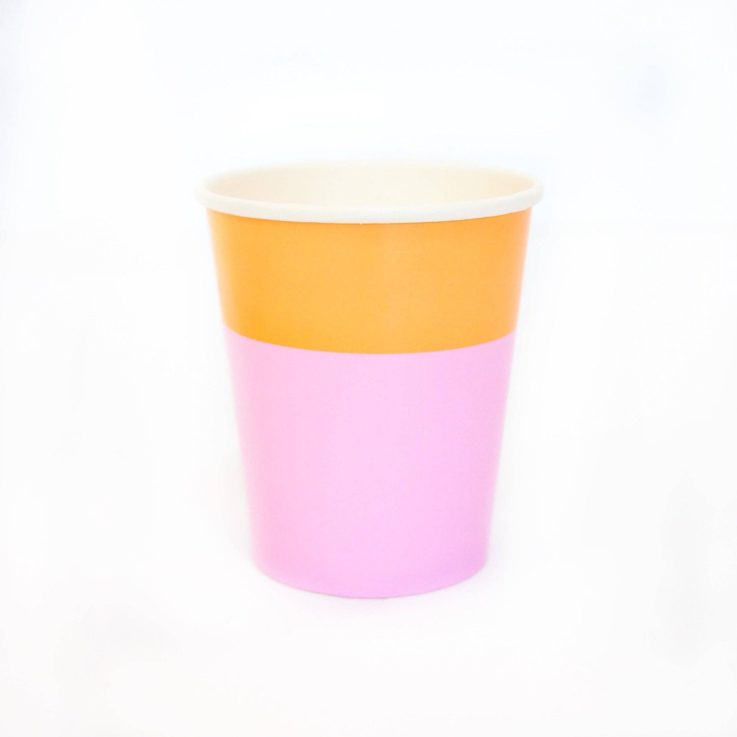 Peach and lavender Color blocked paper cups