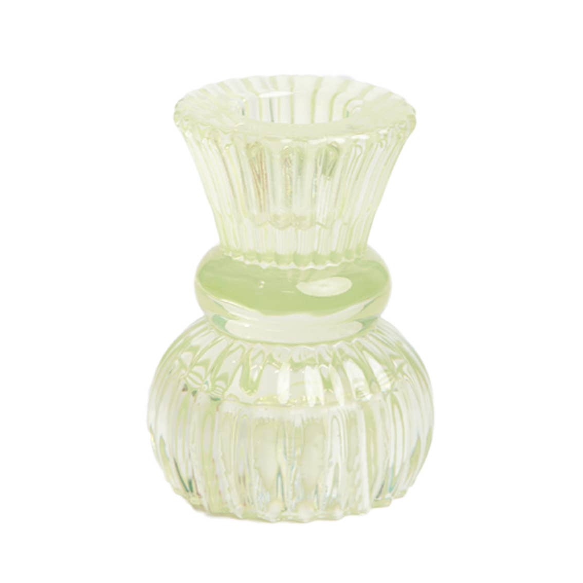 Small Light Green Glass Candle Holder - Spring Décor