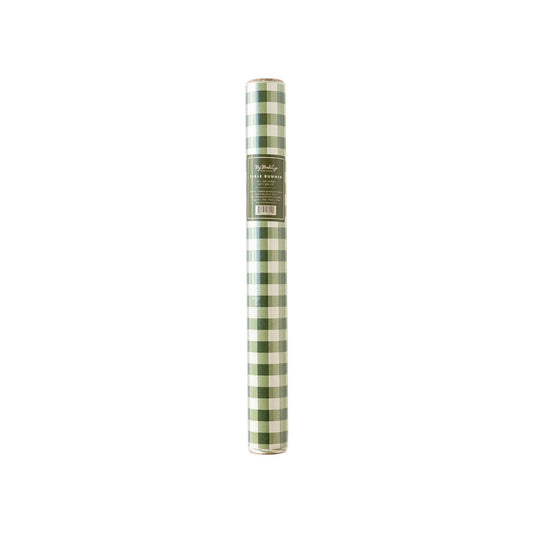 Botanical Christmas Green Gingham Table Runner