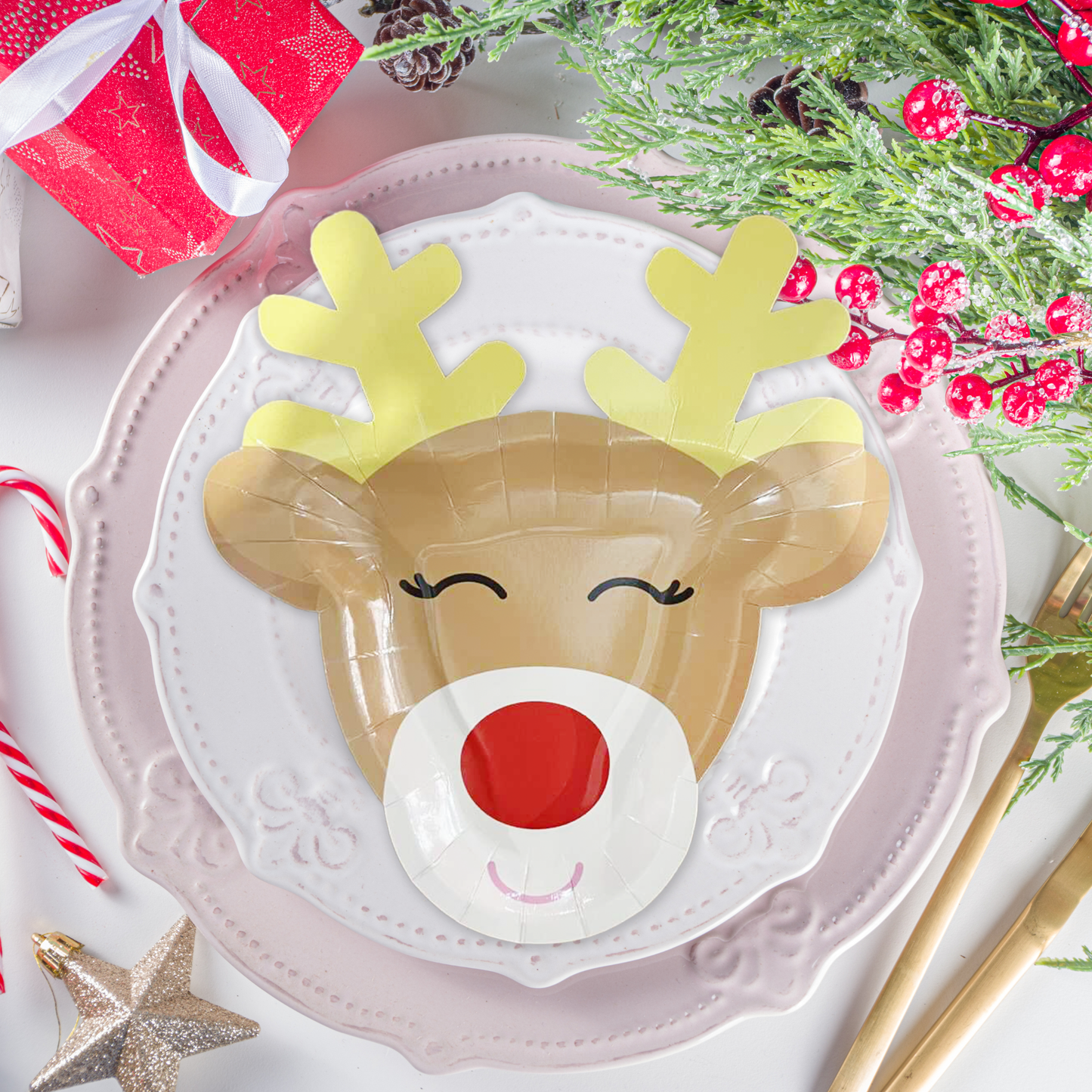 Rudolph the Reindeer Shaped Plates (Set of 8)