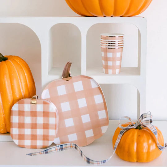 Burnt Orange Gingham Cups