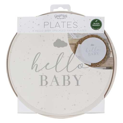 Hello Baby Neutral Baby Shower Plates