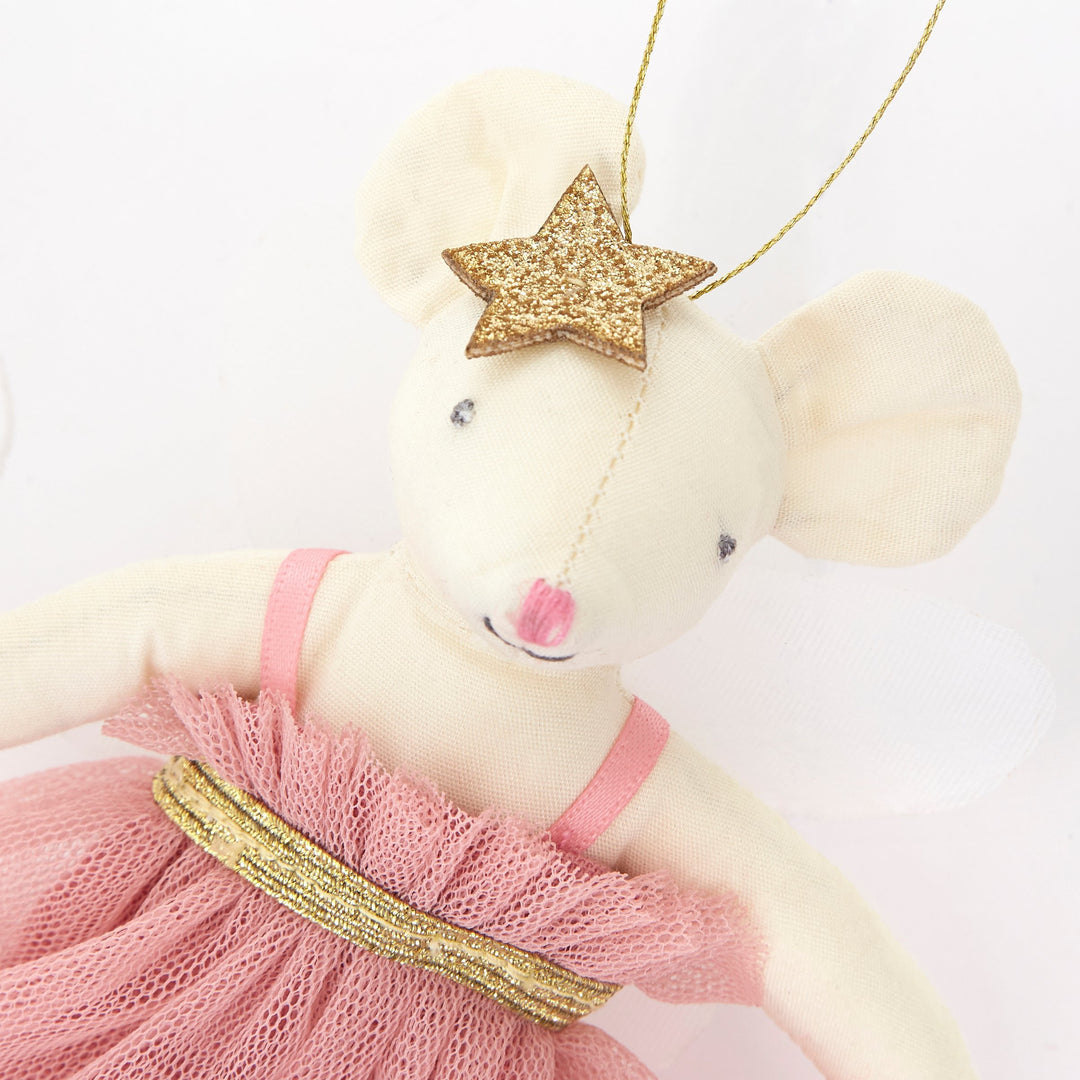 Pink Pompom Mouse Decoration