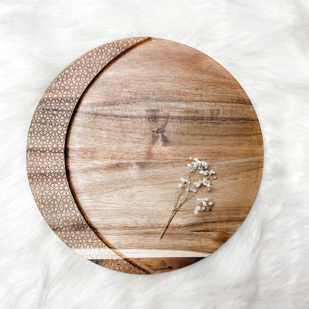 Luna Serving Board | Geometric pattern engraved tray