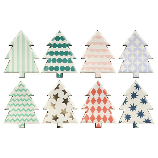 Patterned Christmas Tree Plates