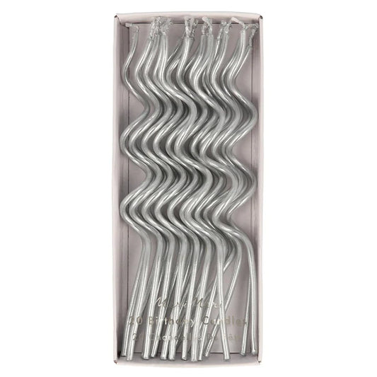 Silver Swirly Candles