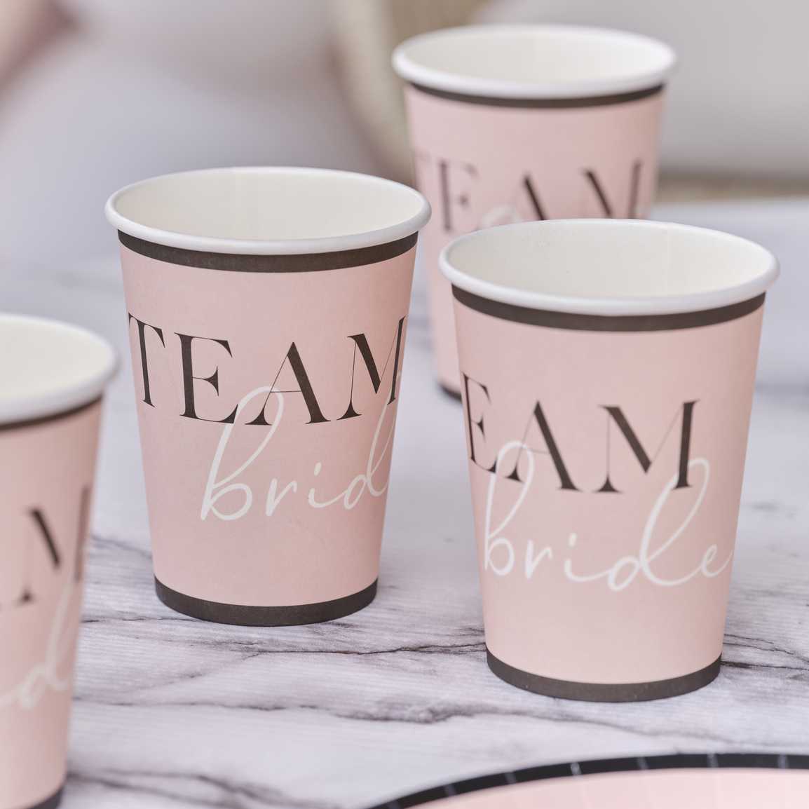 Team Bride Bridal Party Paper Cups