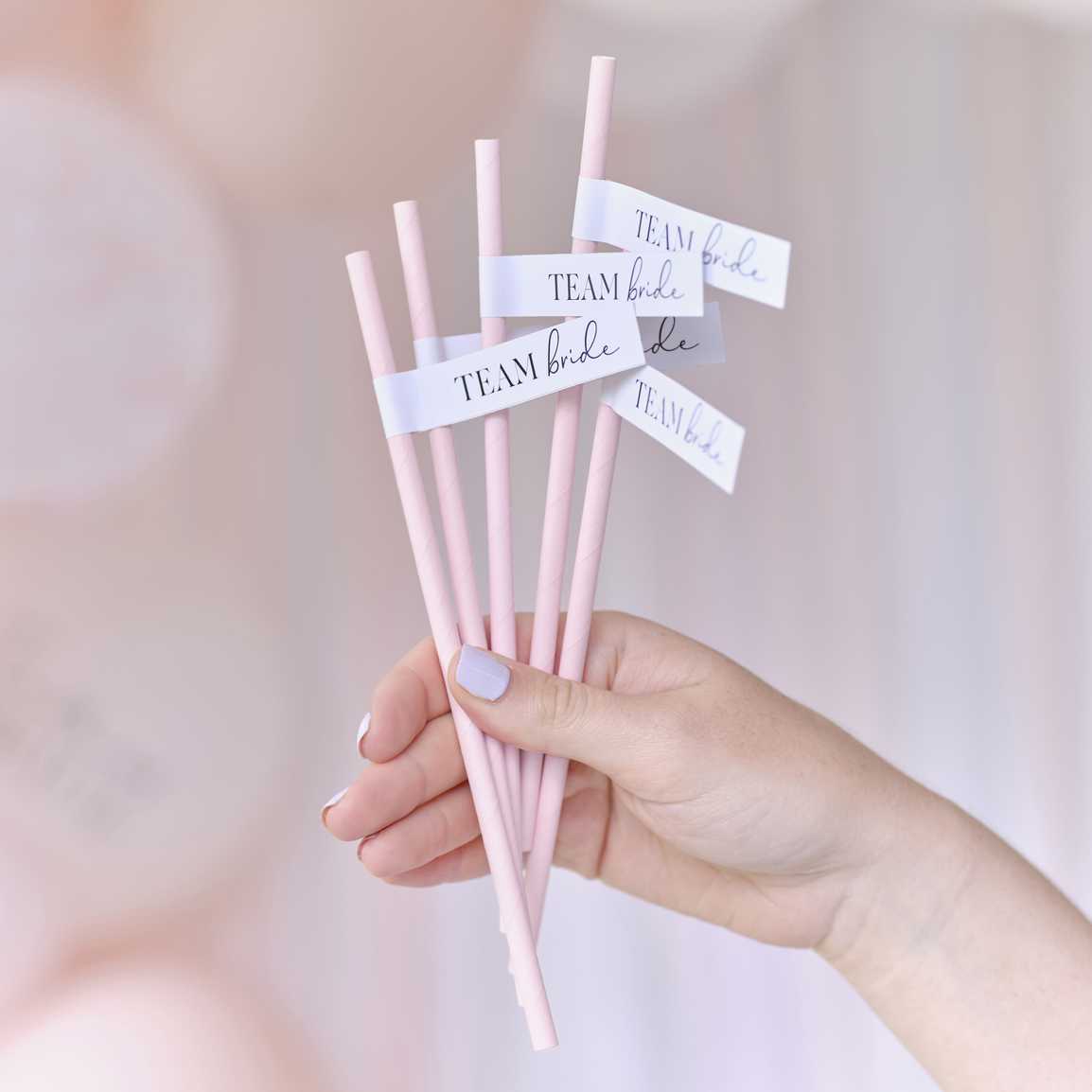 Team Bride Party Paper Straws